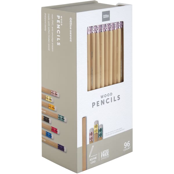 Office Depot Brand Natural Wood Pencils, #2 Lead, Medium Soft, Pack of 96