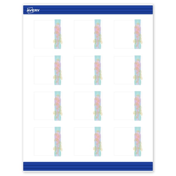 Avery Printable Cards With Sure Feed Technology, 2in x 2in, Matte White With Watercolor/Gold Leaf Design, Pack Of 120