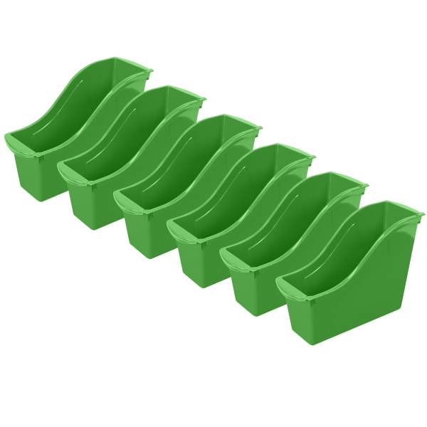 Storex Small Book Bins, 8-1/2inH x 4-1/2inW x 11-3/4inD, Green, Pack Of 6 Bins