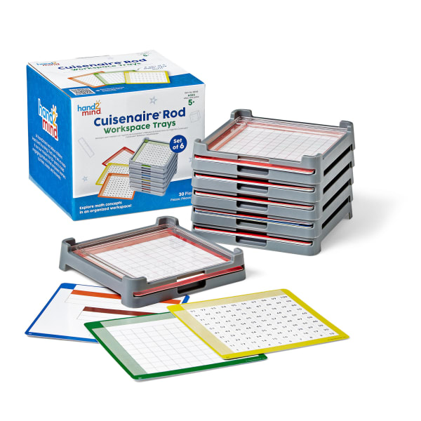 Hand2Mind Cuisenaire Rod Workspace Trays, Multicolor, K - 8, Set Of 6 Trays