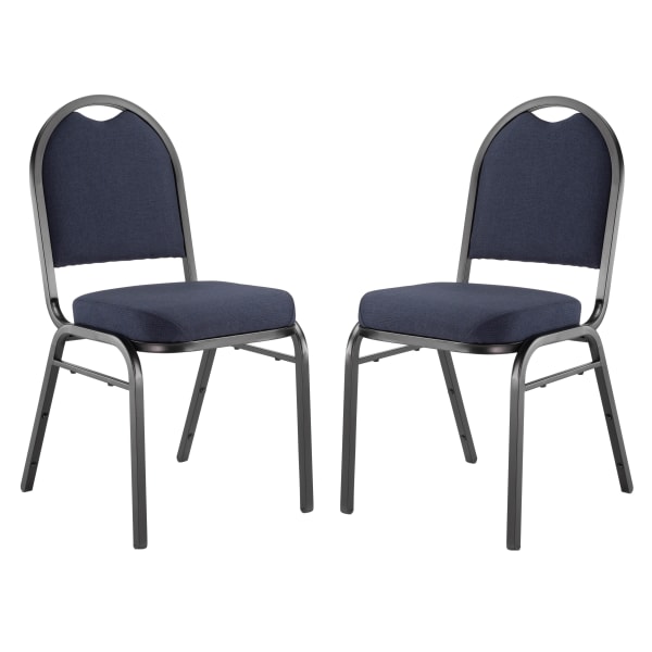 National Public Seating 9200 Series: Dome-Back Premium Fabric Upholstered Banquet Stack Chair, Midnight Blue Seat/Black Sandtex Frame, Set Of 2