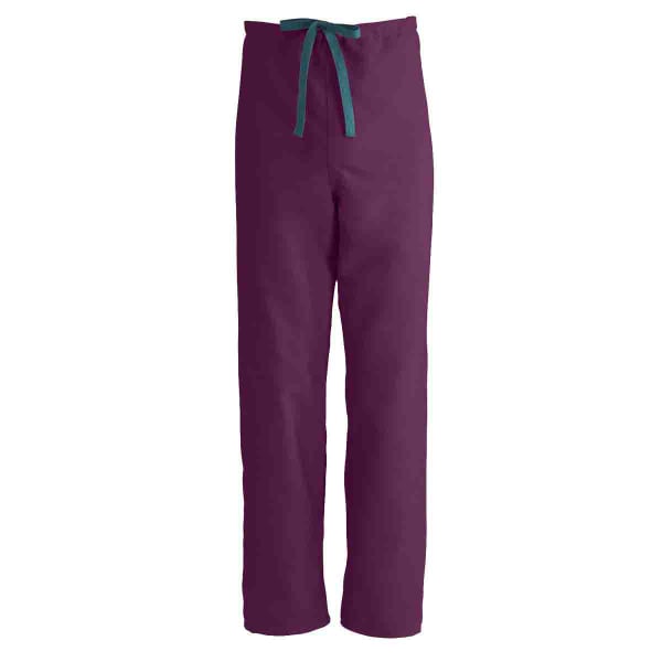 Medline ComfortEase Unisex Reversible Drawstring Scrub Pants, 2X, Wine