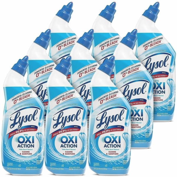 Lysol Hydrogen Peroxide Toilet Cleaner - 24 fl oz (0.8 quart) - Ocean Fresh Scent - Residue-free, Bleach-free, Antibacterial - Blue - 9 / Carton