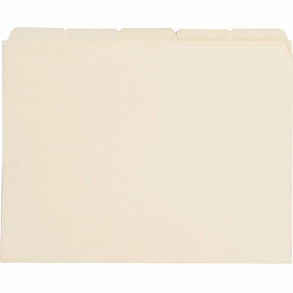 Business Source 1/5 Tab Cut Letter Top Tab File Folders - 8 1/2in x 11in - 3/4in Expansion - Assorted Tab Position - Manila -100 / Box