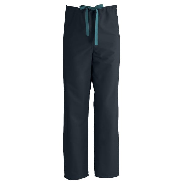 Medline ComfortEase Unisex Regular Non-Reversible Drawstring Cargo Scrub Pants, Large, Black