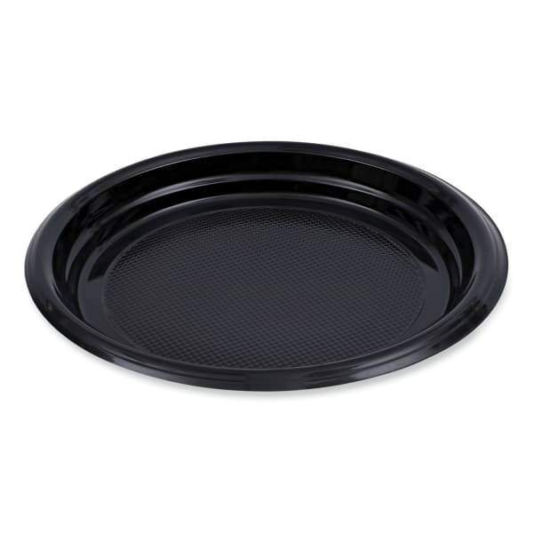 Boardwalk Hi-Impact Plastic Plates, 9in, Black, Carton Of 500 Plates