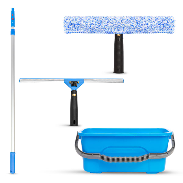 Gritt Commercial Pro Window Washing Kit With Squeegee, Washer, Telescopic Pole And Heavy-Duty Bucket - GRI137B-6F-14