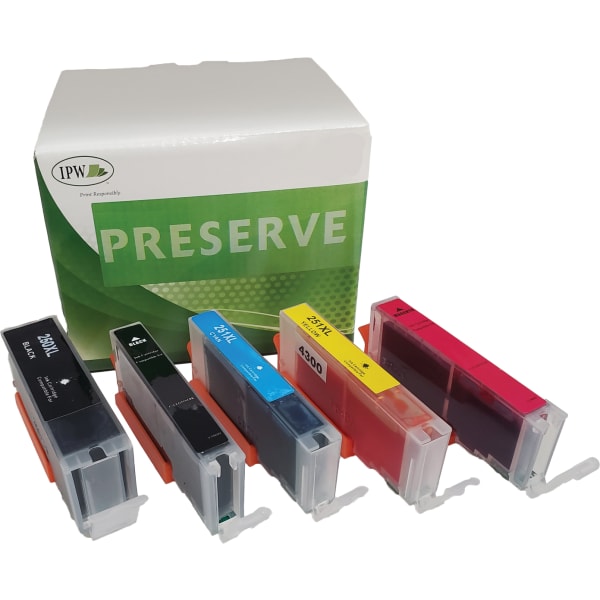 IPW Preserve Remanufactured Black; Photo Black; Cyan; Magenta; Yellow High-Yield Ink Cartridge Replacement For Canon 250XL, 251XL, Pack Of 5