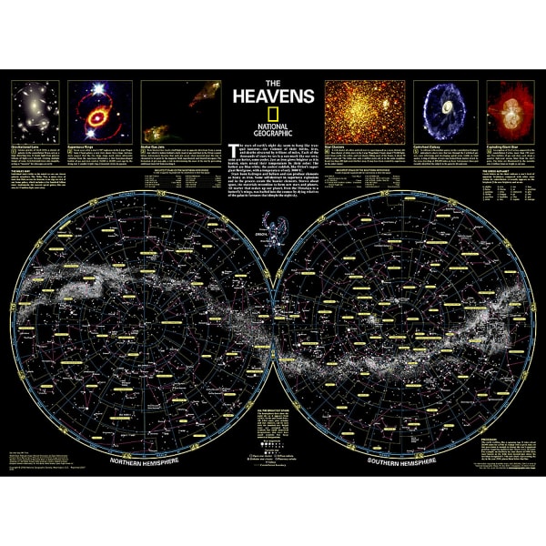 National Geographic The Heavens Map, Laminated, 30.5in x 22.75in
