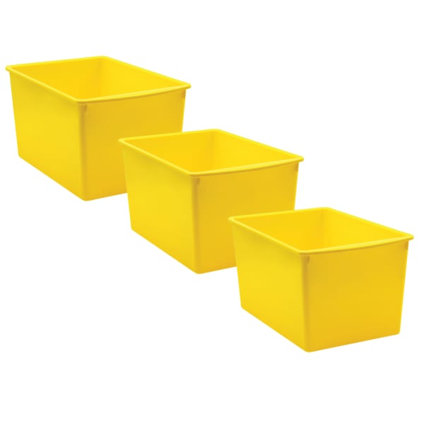 Teacher Created Resources Plastic Multi-Purpose Bins, 7-1/2inH x 9-1/4inW x 14inD, Yellow, Pack Of 3 Bins