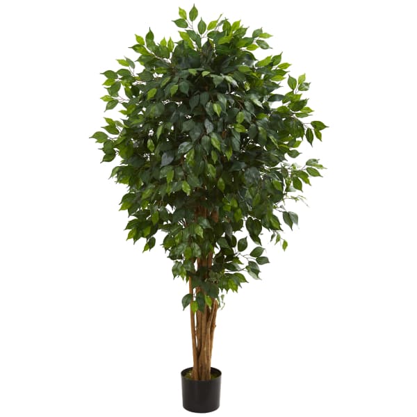 Nearly Natural Ficus 66inH Artificial Tree With Pot, 66inH x 12inW x 12inD, Green