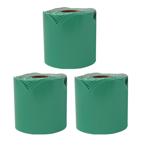 Carson Dellosa Education Rolled Scalloped Borders, Grow Together Jade Green, 65ft Per Roll, Pack Of 3 Rolls