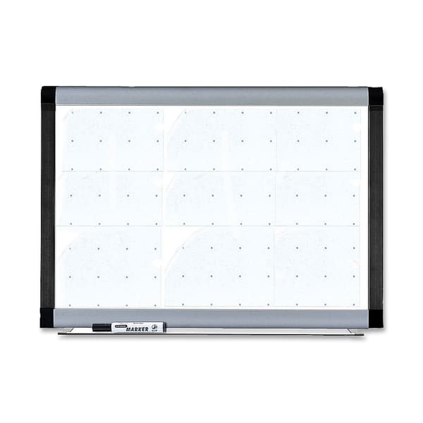 Lorell Magnetic Unframed Dry-Erase Whiteboard With Grid Lines, 48in x 36in, Ebony/Silver Metal Frame