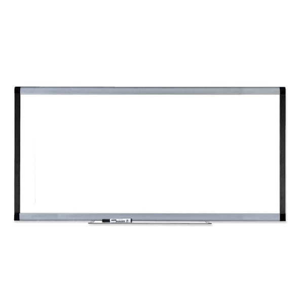 Lorell Signature Series Magnetic Unframed Dry-Erase Whiteboard, 96in x 48in, Ebony/Silver Metal Frame