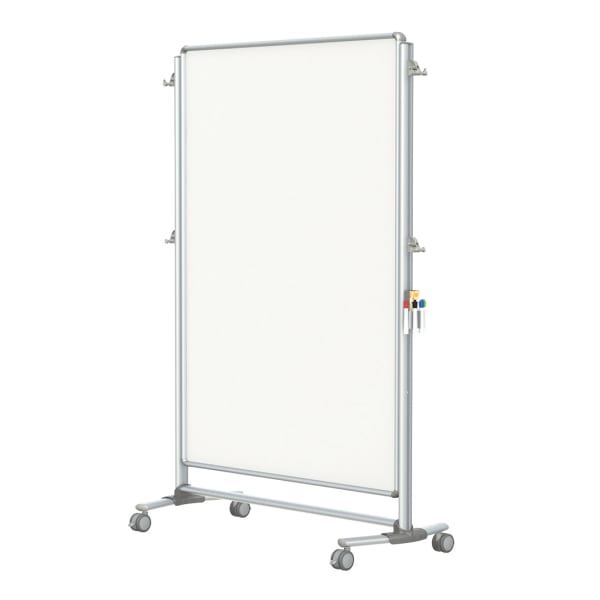 Ghent Nexus Jr. Partition Mobile Porcelain Magnetic Double-Sided Dry-Erase Whiteboard, 76 1/8in x 52 3/8in, Aluminum Frame With Satin Silver Finish