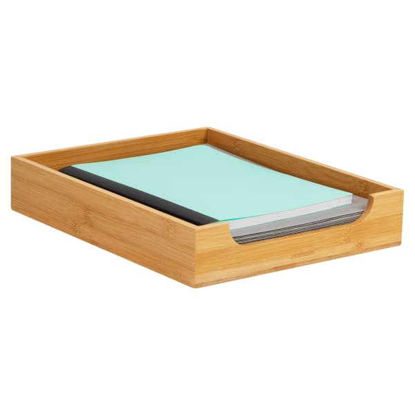 Mind Reader Paper Tray, 2-1/4inH x 12-1/2inW x 10-1/4inD, Brown