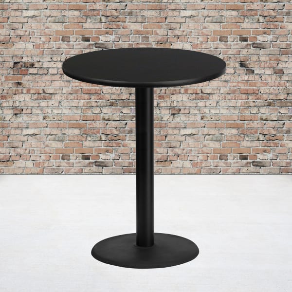Flash Furniture Round Laminate Table Top With Round Bar Height Table Base, 43-3/16inH x 36inW x 36inD, Black