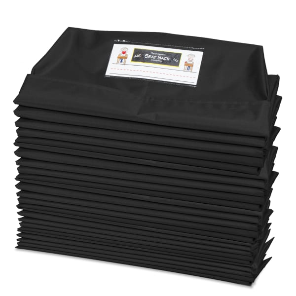 Victor Seat Sack Chair Cover Classroom Pack, 10in x 17in, Black, Pack Of 25 Pockets