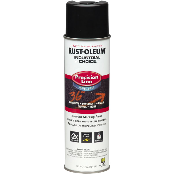Rust-Oleum Industrial Choice M1800 System Water-Based Precision Line Inverted Marking Paint, 17 Oz, Black, Pack Of 12 Cans