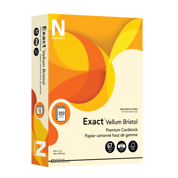 Exact Vellum Bristol Card Stock, Ivory, Letter (8.5in x 11in), 67 Lb, Pack Of 250