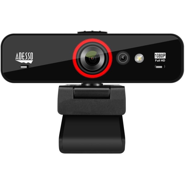 Adesso CyberTrack F1 Webcam - Window Hello Certified - 2.1 Megapixel - 30 fps - USB 2.0 - 1 Each - 1920 x 1080 Video - CMOS Sensor - Fixed Focus - 120 deg. Angle - Microphone - Window Hello Certified - Monitor, Notebook, TV - Windows 10