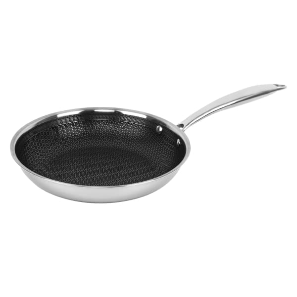 Brentwood 3-Ply Hybrid Non-Stick Stainless Steel Induction-Ready Frying Pan, 9-1/2in, Silver