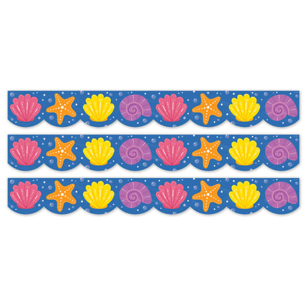 CCreative Teaching Press EZ Border, 3in x 24in Strips, Sea Friends Seashells, 48 Feet Per Pack, Set Of 3 Packs