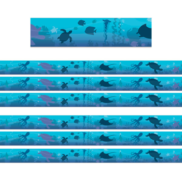 Eureka Deco Trim Packs, 37' x 2-1/4in, Seas the Day Blue, Set Of 6 Packs