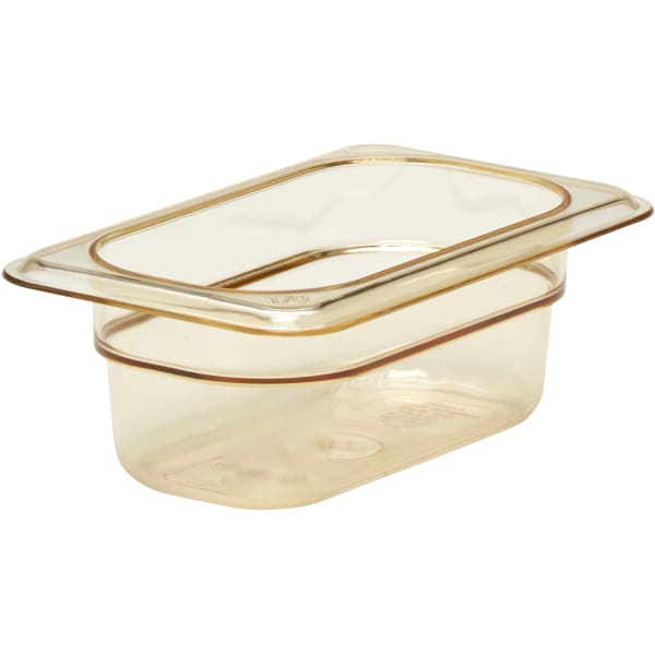 Cambro H-Pan High-Heat GN 1/9 Food Pans, 2inH x 4-1/4inW x 6-15/16inD, Amber, Pack Of 6 Pans