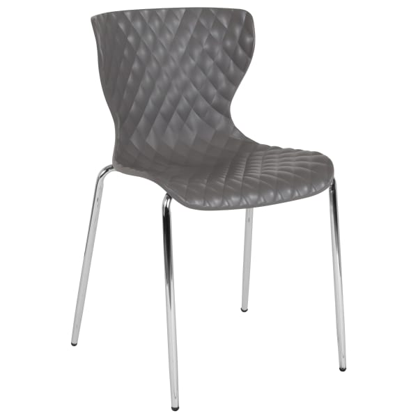 Flash Furniture Lowell Contemporary Design Plastic Stack Chair, Gray