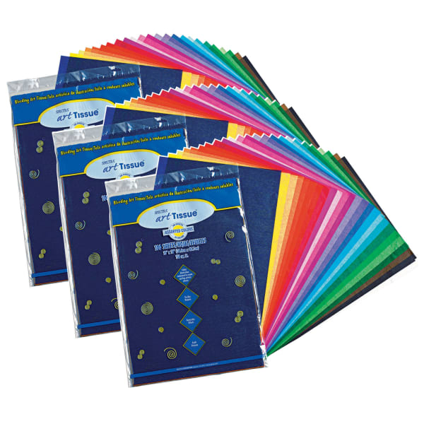 Spectra Deluxe Bleeding Art Tissue, 12in X 18in, Assorted Colors, 100 Sheets Per Pack, Set Of 3 Packs