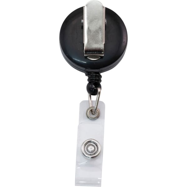 Advantus Snap Clip Retractable ID Reel - Black - Sturdy - 12 / Pack