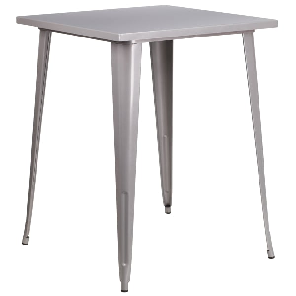Flash Furniture Commercial Grade 31.5in Square Metal Indoor-Outdoor Bar Height Table, Silver