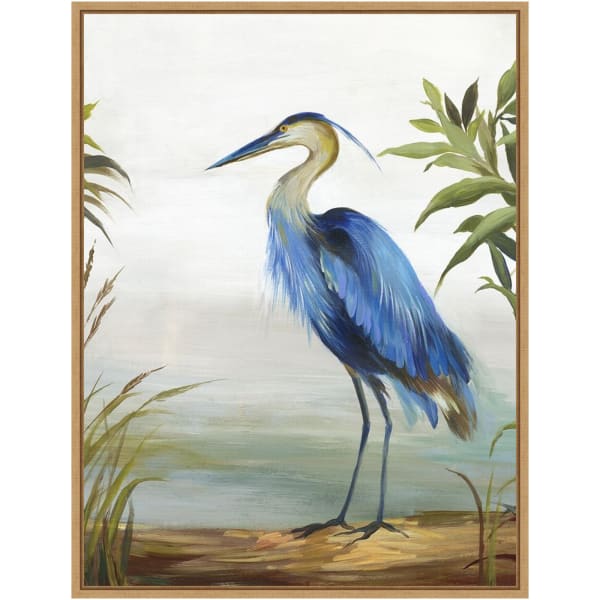 Amanti Art Blue Heron by Aimee Wilson Framed Canvas Wall Art Print, 24inH x 18inW, Maple