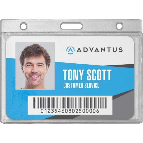 Advantus Frosted Horizontal Rigid ID Holder - Support 3.38in x 2.13in Media - Horizontal - Plastic - Frosted - 25 / Box