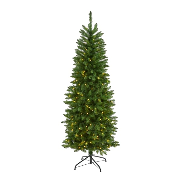 Nearly Natural Slim Green Mountain Pine Artificial Christmas Tree, 6ft