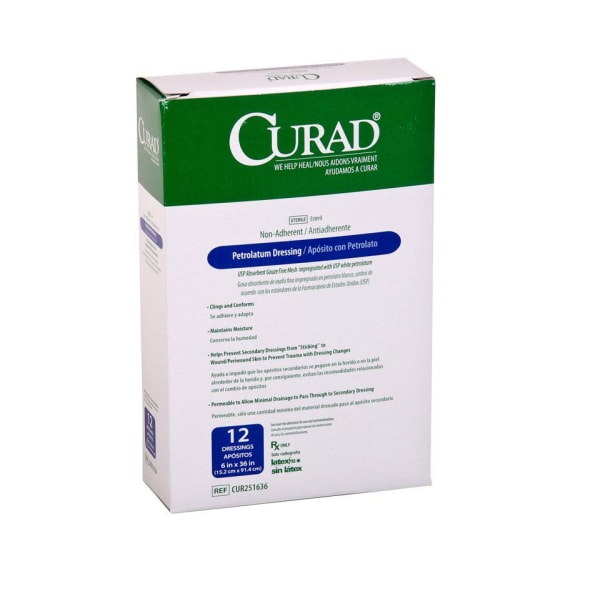 CURAD Sterile Petrolatum Gauze, 6in x 36in, White, Pack Of 72