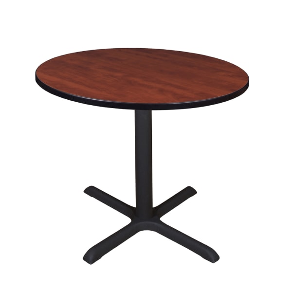 Regency Cain Round X-Base Breakroom Table, 29inH x 42inW x 42inD, Cherry/Black