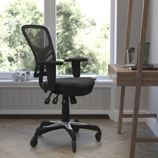 Flash Furniture Nicholas Ergonomic Mesh Mid-Back Multifunction Executive Swivel Office Chair, Black