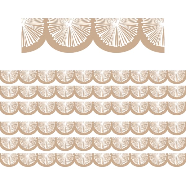 Teacher Created Resources Scalloped Border Trim Packs, 35', Natural Poms, Set Of 6 Packs
