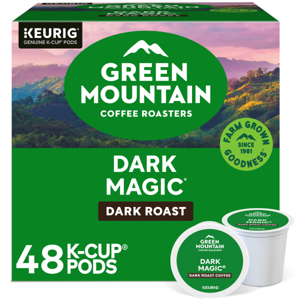 Green Mountain Coffee Dark Magic Extra-Bold Coffee K-Cup Pods, Dark Roast, Classic, Box Of 48 Pods