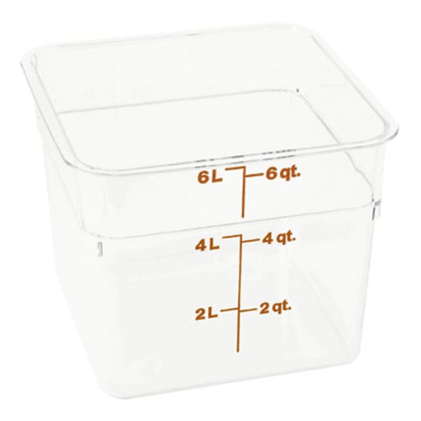 Cambro Food Storage Container, 7 1/8inH x 8 11/16inW x 8 11/16inD, 6 Qt, Clear