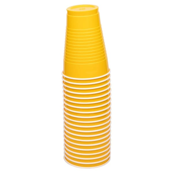JAM PAPER Plastic Party Cups, 12 oz, Yellow, 20 Glasses/Pack