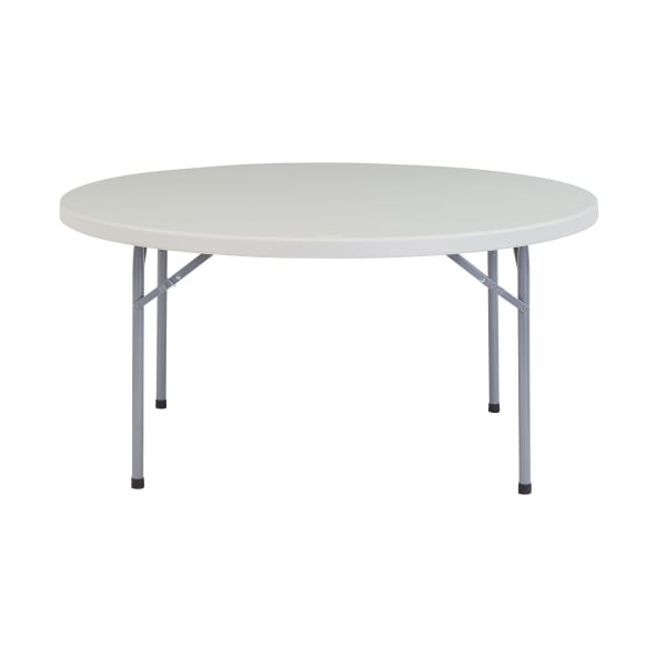National Public Seating Blow-Molded Folding Table, Round, 60inW x 60inD, Light Gray/Gray