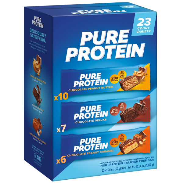Pure Protein Gluten-Free Bars Chocolate Variety Pack, 1.76 Oz, Total Qty 23