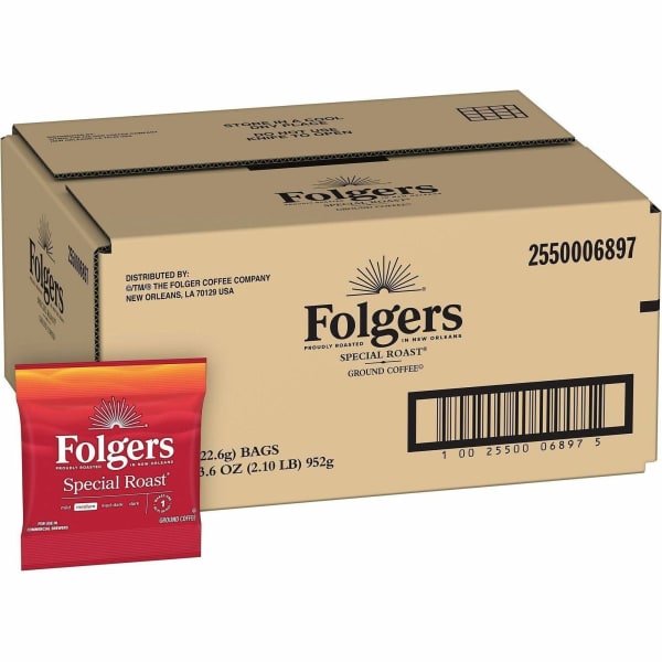 Folgers Single-Serve Coffee Packets, Medium Roast, Special Roast, Carton Of 42