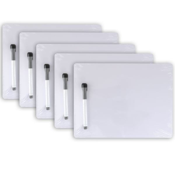 Pacon Dry-Erase Whiteboard Sets, 1-Sided, 8-15/16in" x 11-13/16in, White, Pack Of 5 Sets
