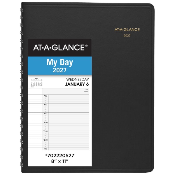 AT-A-GLANCE 2027 Two Person Daily Appointment Book, Black, Large, 8in x 11in