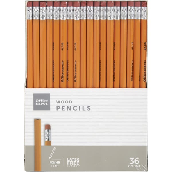 Office Depot Brand Wood Pencils, Unsharpened, #2 Medium Soft Lead, Pack Of 36