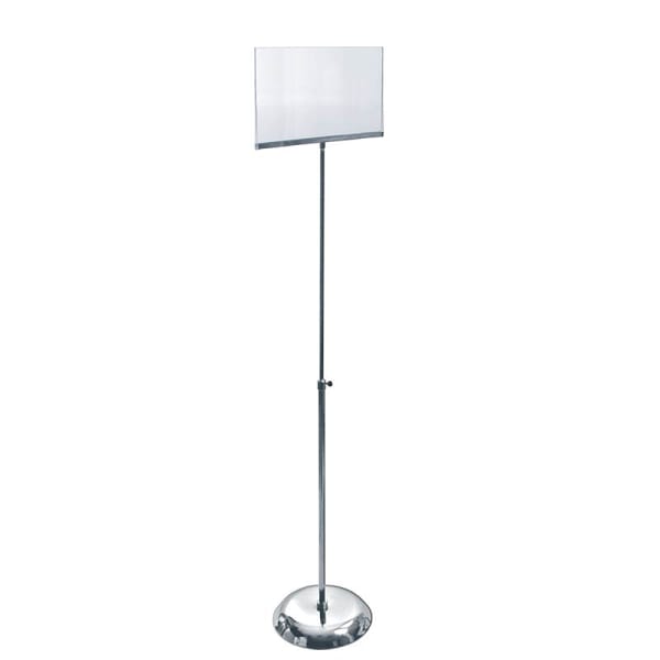 Azar Displays Acrylic Vertical Sign Holder With Metal Pedestal Stand, 8 1/2in x 11in, Clear